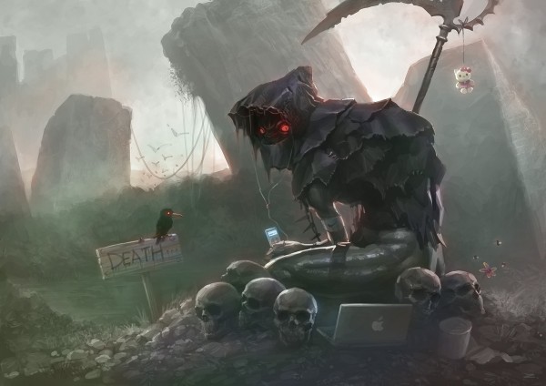 Смерть с косой на могиле